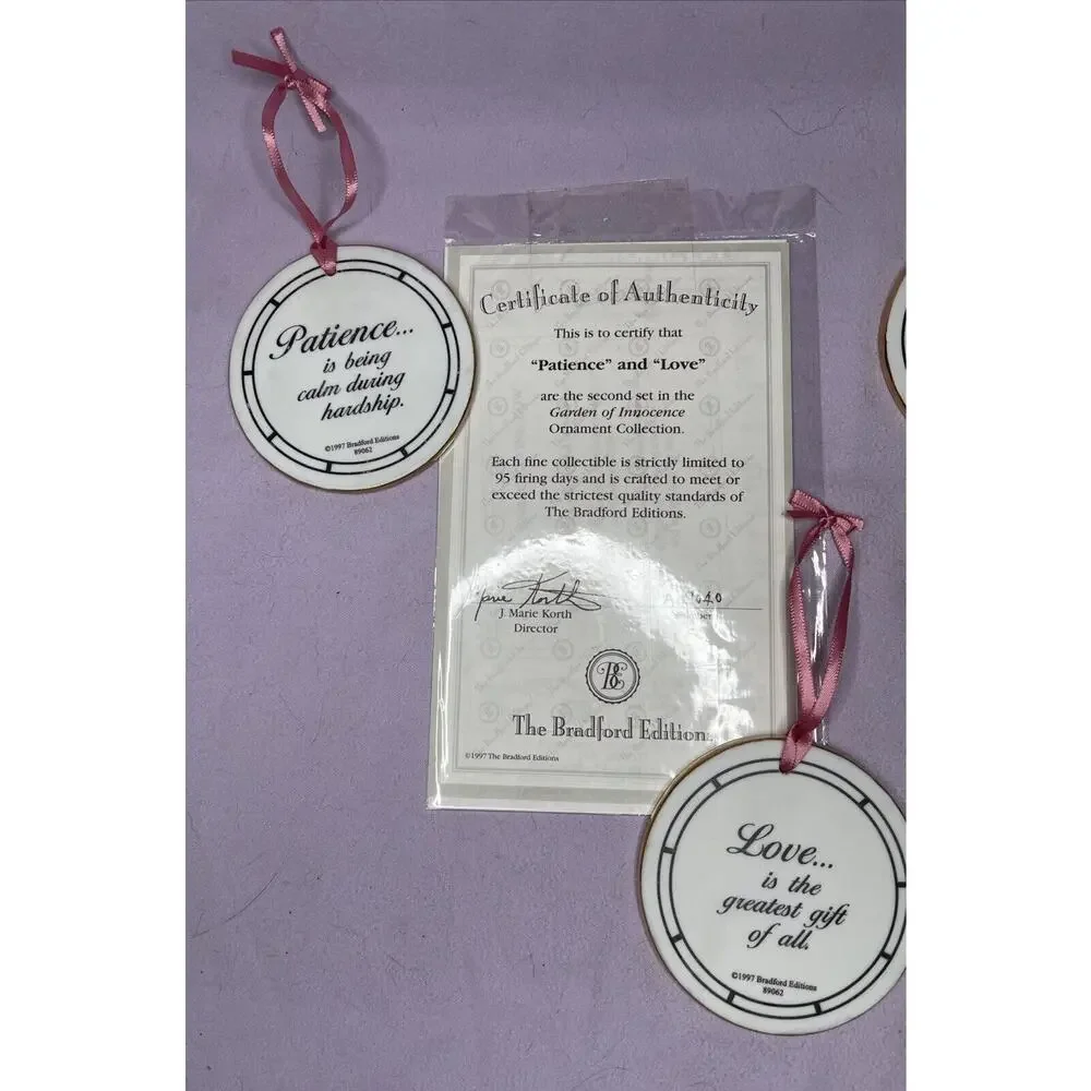 8 BRADFORD EDITIONS Garden Of Innocence ANGEL ORNAMENTS Grace Faith Love Peace +